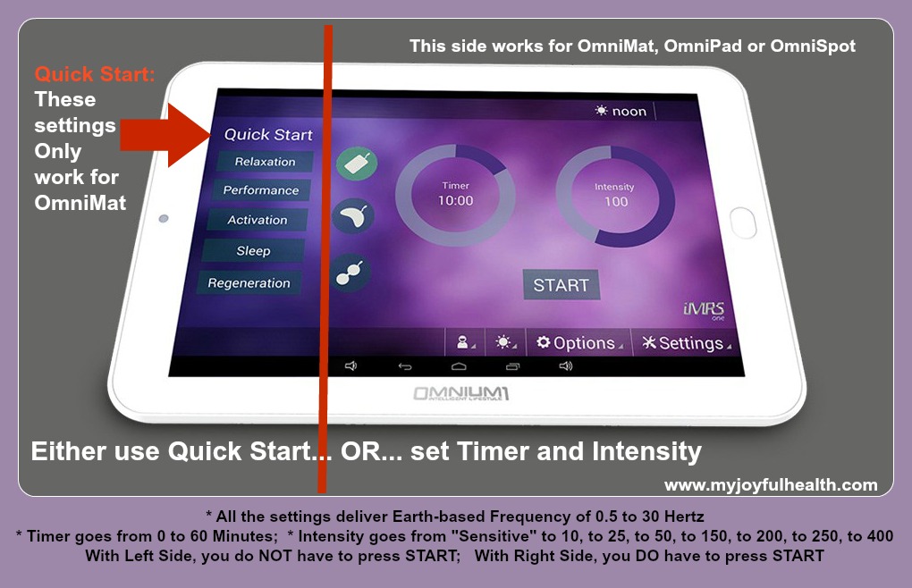 Pemf Settings Omnium1 Android Tablet Time And Intensity My